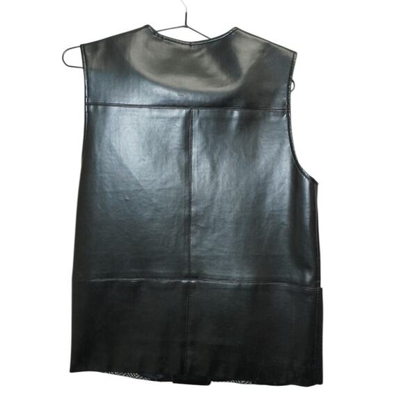 Vintage G. Boss Patchwork Wool & Leather Vest Gray Black Geometric – Size L - Picture 5 of 8